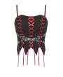 Dark in Love Black and Red Gothic Punk Lace Up Bandage Overbust Corset Top for Women