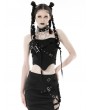Dark in Love Black Gothic Punk Metal Buckle Strap Crop Corset Top for Women