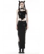 Dark in Love Black Gothic Punk Metal Buckle Strap Crop Corset Top for Women