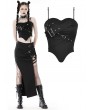 Dark in Love Black Gothic Punk Metal Buckle Strap Crop Corset Top for Women