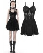 Dark in Love Black Gothic Spider Web Mesh Sexy See-Through Strap Short Dress