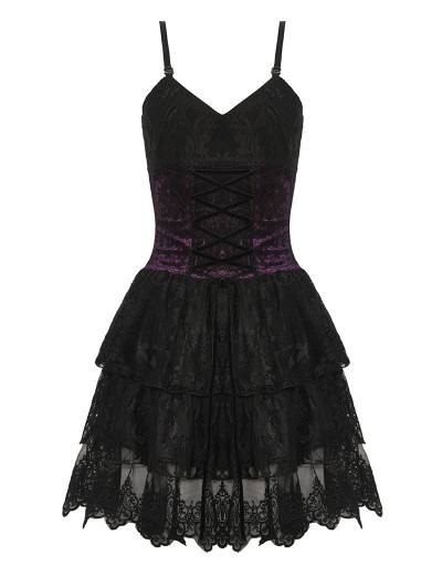 Dark in Love Black Gothic Sexy Purple Lace Up Party Mini Dress -  DarkinCloset.com