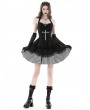 Dark in Love Black Gothic Striped Big Cross Halter Short Party Dress