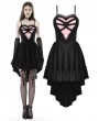 Dark in Love Black Gothic Girl Pink Rose Heart High-Low Dress