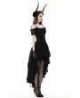 Dark in Love Black Gothic Elegant Lady Lace Dovetail Party Dress