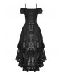 Dark in Love Black Gothic Elegant Lady Lace Dovetail Party Dress