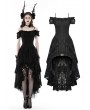 Dark in Love Black Gothic Elegant Lady Lace Dovetail Party Dress