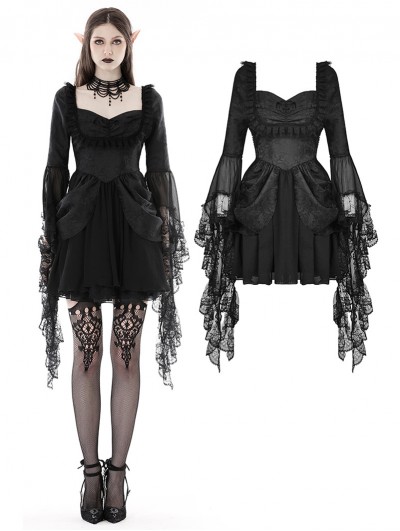 Dark in Love Black Gothic Court Exaggerated Sleeves Short Party Dress