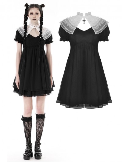 Dark in Love Black Gothic Lolita Cross Princess Dress with Detachable Collar