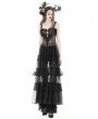 Dark in Love Black Gothic Sexy Transparent Hearted Layer Lace Mesh Maxi Dress