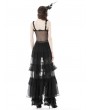 Dark in Love Black Gothic Sexy Transparent Hearted Layer Lace Mesh Maxi Dress