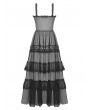 Dark in Love Black Gothic Sexy Transparent Hearted Layer Lace Mesh Maxi Dress