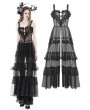 Dark in Love Black Gothic Sexy Transparent Hearted Layer Lace Mesh Maxi Dress