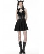 Dark in Love Black Gothic Rebel Girl Sexy Hollow Out Mesh Sleeveless Short Dress