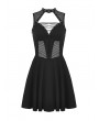 Dark in Love Black Gothic Rebel Girl Sexy Hollow Out Mesh Sleeveless Short Dress