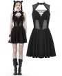 Dark in Love Black Gothic Rebel Girl Sexy Hollow Out Mesh Sleeveless Short Dress