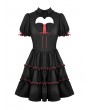 Dark in Love Black Heart Hollow Out Red Lace Up Cute Gothic Short Dress