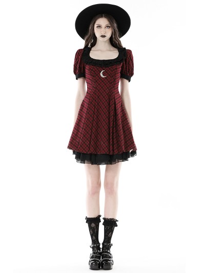 fitted lace wedding dress Ludmila Halterneck Lace-Up Bubble Hem Corset Micro Mini Dress in Berry Red main image 1