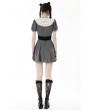 Dark in Love Black and White Stripe Cute Gothic Short Puff Sleeve Dress