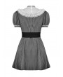 Dark in Love Black and White Stripe Cute Gothic Short Puff Sleeve Dress