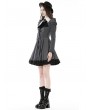 Dark in Love Black and White Stripe Gothic Preppy Style Long Sleeve Short Dress