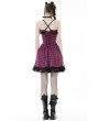 Dark in Love Pink Plaid Gothic Rebel Sweet Cool Strappy Short Dress