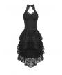 Dark in Love Black Sexy Gothic Halter High-Low Lace Dress