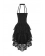 Dark in Love Black Sexy Gothic Halter High-Low Lace Dress