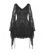 Dark in Love Black Gothic Locomotive Rebel Cold Shoulder Lace Short Dress