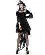 Dark in Love Black Gothic Princess Bell Lace Sleeves Velvet Short Dress