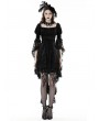 Dark in Love Black Gothic Princess Bell Lace Sleeves Velvet Short Dress