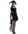 Dark in Love Black Gothic Princess Bell Lace Sleeves Velvet Short Dress