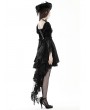 Dark in Love Black Gothic Princess Bell Lace Sleeves Velvet Short Dress