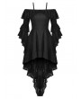 Dark in Love Black Gothic Princess Sleeves Off-the-Shoulder High-Low Dress
