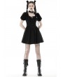 Dark in Love Black Gothic Punk Rock Lace Up Short Puff Sleeve Dress