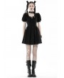 Dark in Love Black Gothic Punk Rock Lace Up Short Puff Sleeve Dress