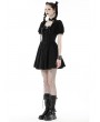 Dark in Love Black Gothic Punk Rock Lace Up Short Puff Sleeve Dress