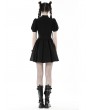 Dark in Love Black Gothic Punk Rock Lace Up Short Puff Sleeve Dress