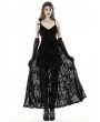 Dark in Love Black Gothic Rose Flocking Maxi Spaghetti Strap Dress