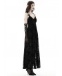 Dark in Love Black Gothic Rose Flocking Maxi Spaghetti Strap Dress