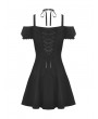 Dark in Love Black Daily Gothic Off-the-Shoulder Short Dress