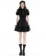 Dark in Love Black Daily Gothic Hollow Out Lace Ruffle Short Dress