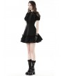 Dark in Love Black Daily Gothic Hollow Out Lace Ruffle Short Dress