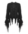 Dark in Love Black Gothic Long Sleeve Irregular Blouse for Women