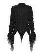Dark in Love Black Gothic Long Sleeve Irregular Blouse for Women