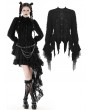 Dark in Love Black Gothic Long Sleeve Irregular Blouse for Women