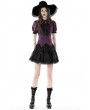 Dark in Love Purple and Black Gothic Frilly Collar Short Sleeve Blouse for Women