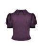 Dark in Love Purple and Black Gothic Frilly Collar Short Sleeve Blouse for Women