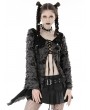 Dark in Love Black and Gray Gothic Decadent Shredded Lace Up Cardigan for Women