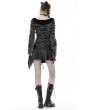 Dark in Love Black and Gray Gothic Decadent Shredded Lace Up Cardigan for Women